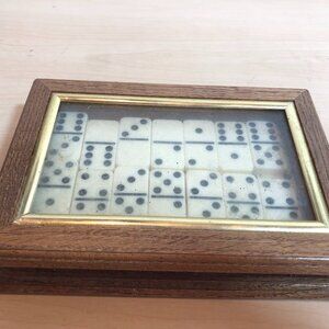 VINTAGE Wooden Case with Dominoes Set #F78